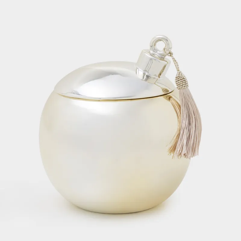 Storage container, 16x18 cm, 1.5 l, with brush, porcelain P, golden, Ball, Golden style