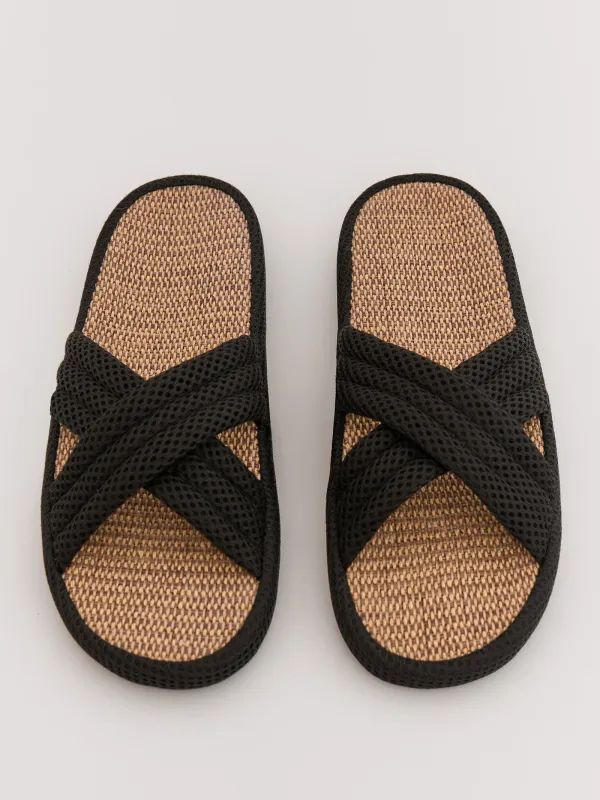 Women's slippers, homewear, size 36-37, polyester, brown, Walk X, image-3