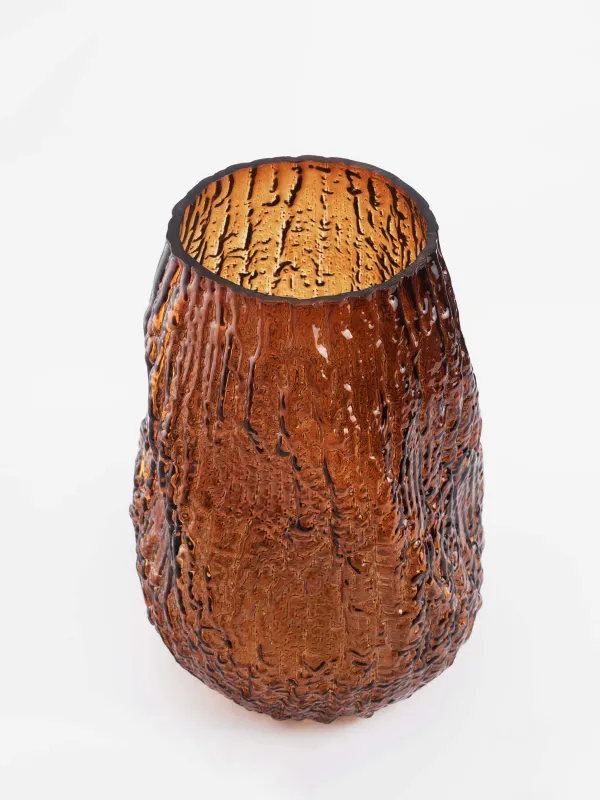 Flower vase, 24 cm, glass, brown, Frozen, image-1