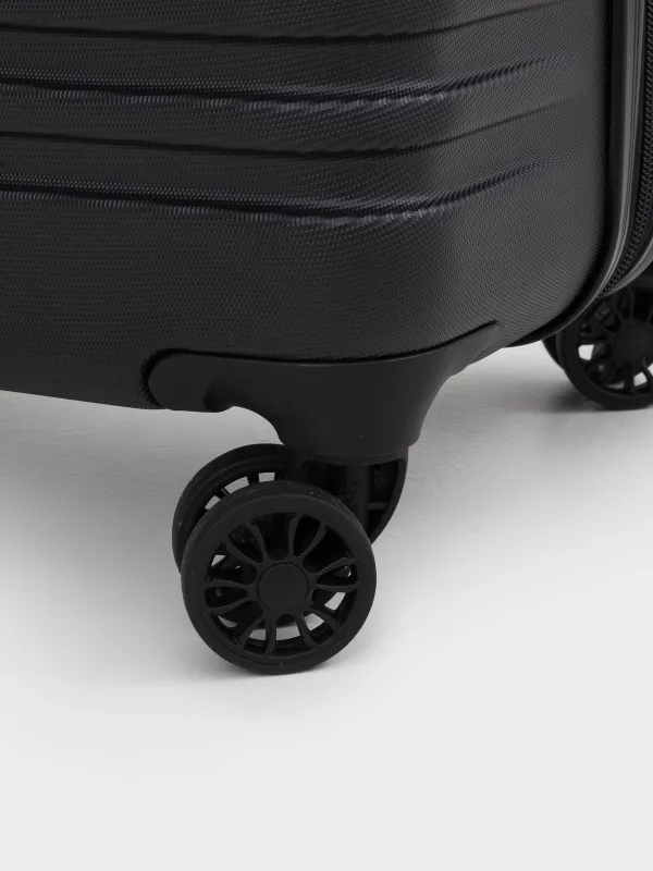 Suitcase L, 52x29x77 cm, 4.2 kg, with lock, plastic, black, Travel comfort, image-9