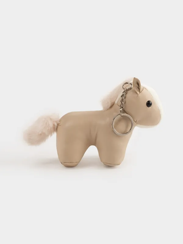 Keychain, 12 cm, polyurethane / metal, beige, Horse, Keychain toy, image-3