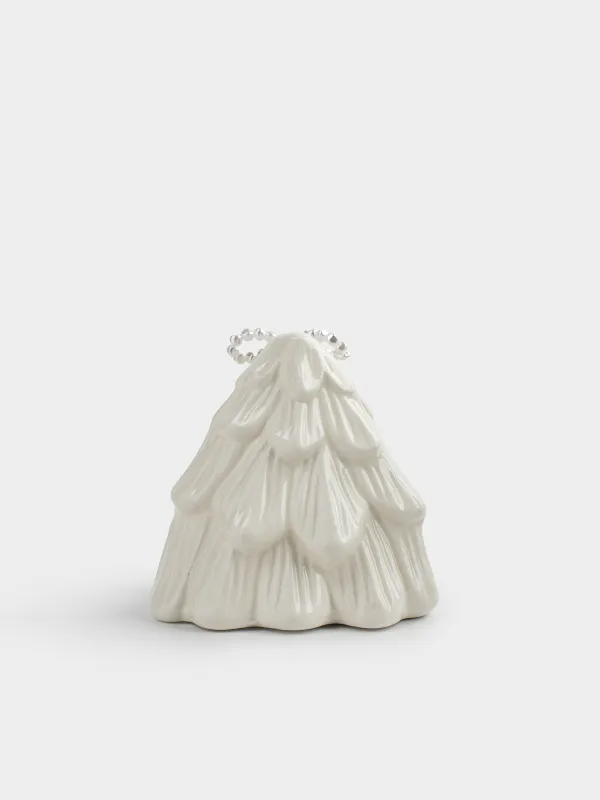 Napkin holder, 8 cm, ceramic / beads, milky, Spruce with bow, Pearl Antarctica, image-3