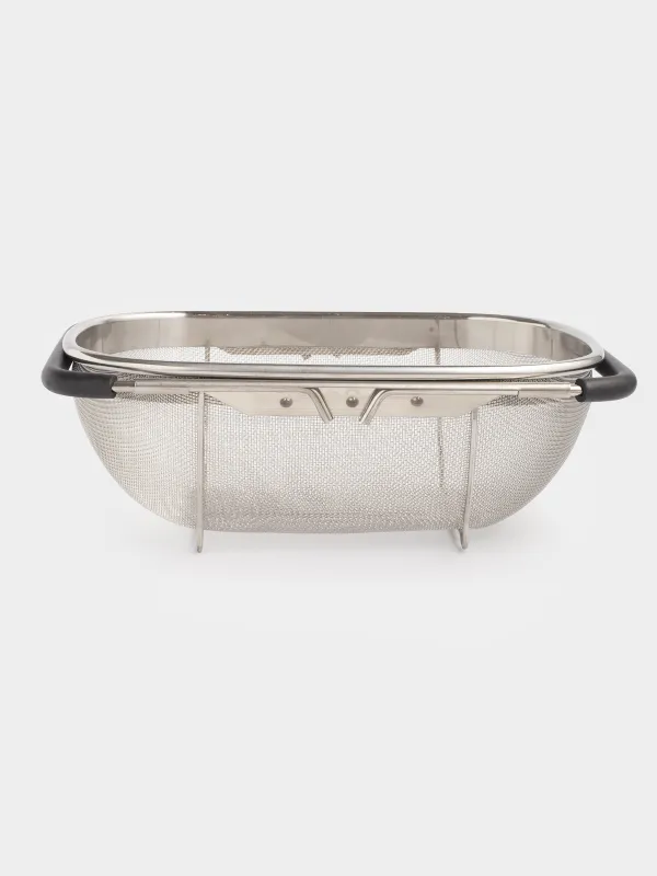 Colander, 27 / 40x18 cm, on the sink, sliding, steel / PVC, black, Tammy, image-0