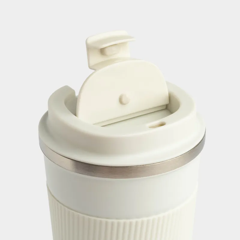 Thermo mug, 500 ml, with zarf, steel / plastic/silicone, beige, Coffee life, image-5