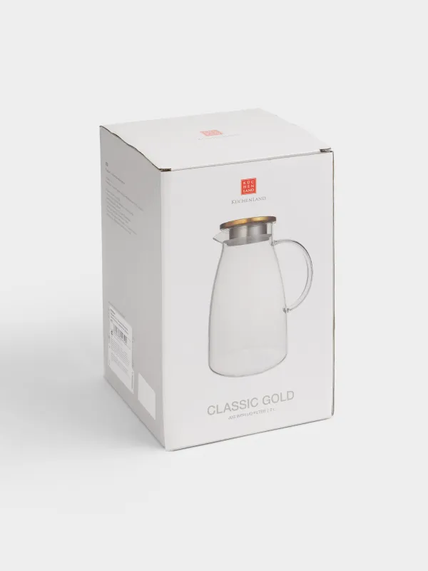 Jug, 2 l, with filter lid, glass B / steel, golden, Classic gold, image-5