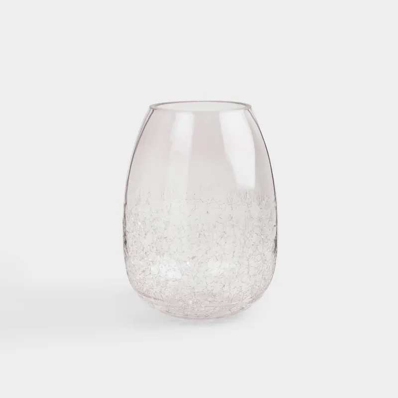 Flower vase, 25 cm, glass, purple, Craquelure, Ice