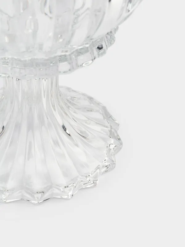 Candy bowl, 24x16 cm, on the leg, with lid, glass P, Alpine, image-6