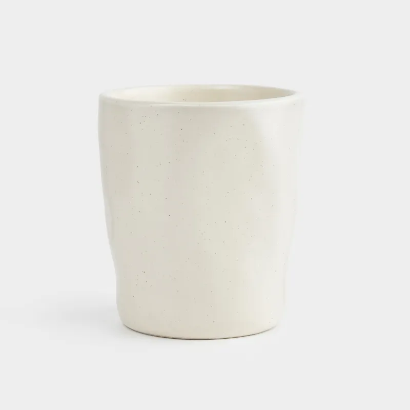 Glass, 10 cm, 300 ml, ceramic, milky, Crumpled effect, Crumple creme