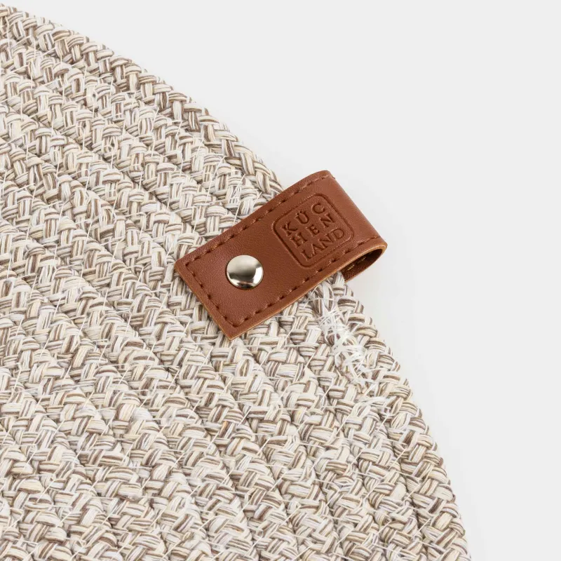 Placemat, 38 cm, polyester / cotton, round, beige-brown, Swivel, image-1