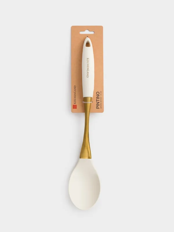 Serving spoon, 34 cm, silicone / steel, milky gold, Pintino, image-4