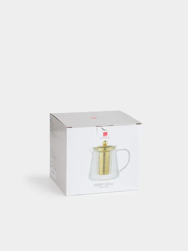 Teapot, 900 ml, glass B, golden, Ribby gold, image-4