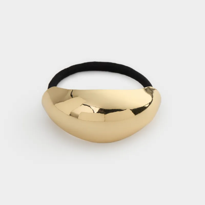 Hair tie, 6 cm, metal, golden, Hairstyle