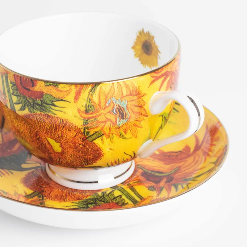 Tea pair, 1 person, 2 items, 210 ml, porcelain F, Sunflowers, Van Gogh, Art sunflowers, image-2