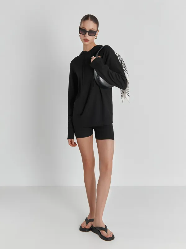 Women's hoodie, size S, viscose / polyamide, black, Camilla, image-1