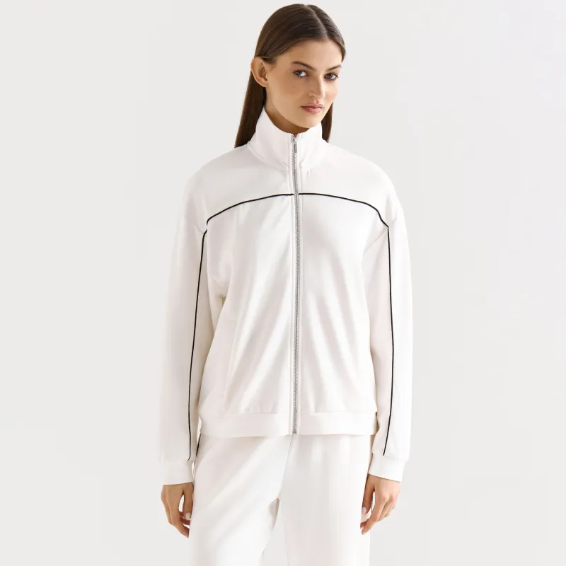 Women's sweatshirt, size L, zipper, cotton / viscose/spandex, milky, Alice