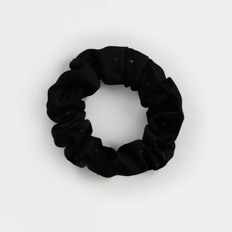 Hair tie, 8 cm, with rhinestones, polyester, black, Silk