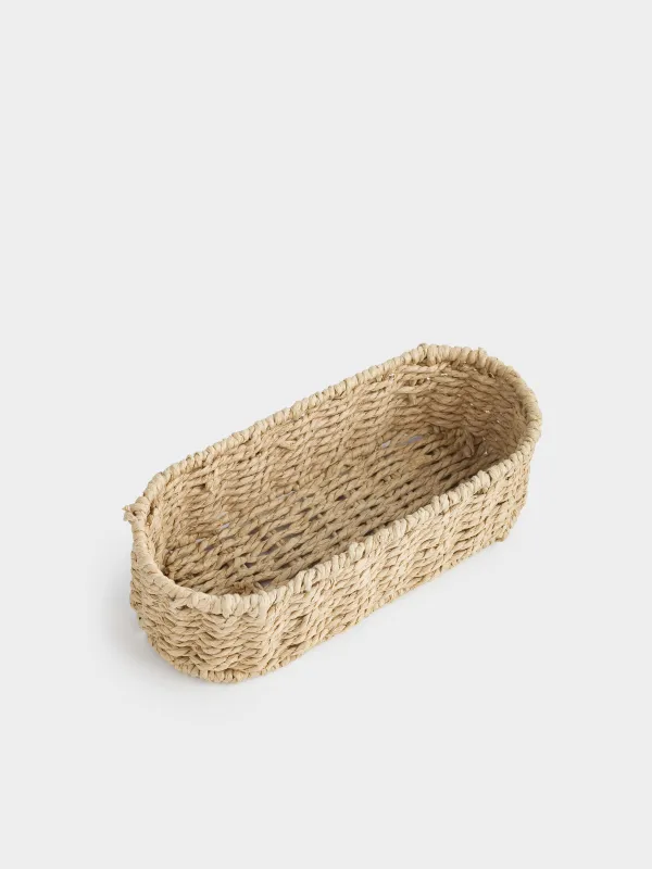 Cutlery basket, 25x10 cm, braided, cellulose, Oval, Braided, image-2