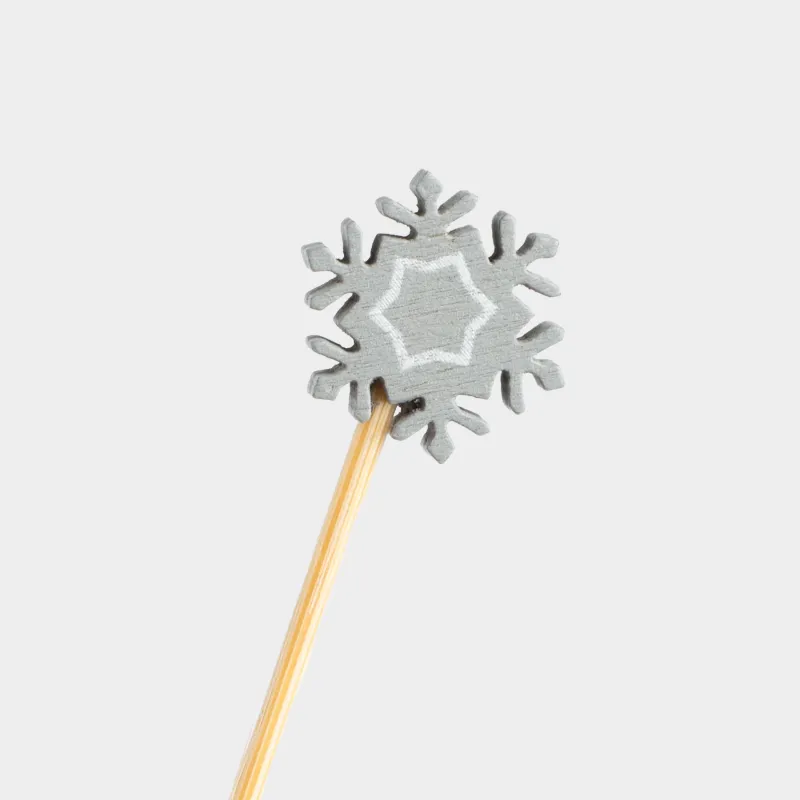 Canape skewers, 9 cm, 20 pcs, bamboo, silver, Snowflake pattern, Elegant details, image-2