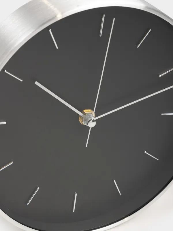 Wall clock, 20 cm, glass/aluminum, round, silver-black, Dial, image-2