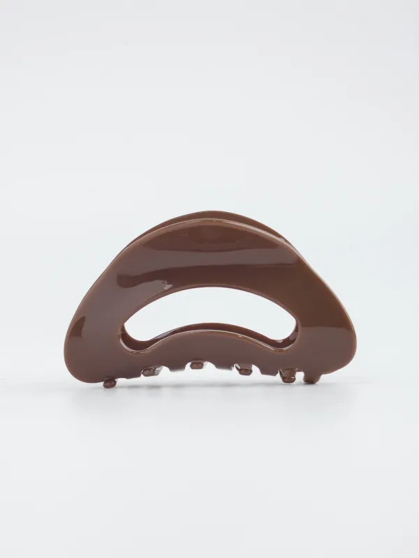 Hair clip, 9 cm, plastic / metal, brown, mother of pearl, Crab, Glam, image-1