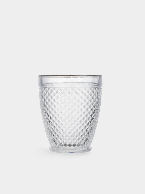 Drinking glass, 10 cm, 300 ml, 2 pcs, glass R, with silver edging, Verona silver, image-2