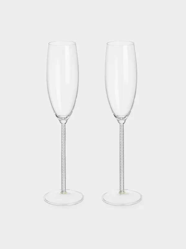 Drinking glass, 200 ml, 2 pcs, with pearls, glass / plastic, Crystal pearl , image-0