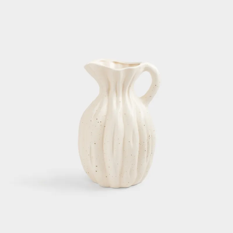 Flower vase, 25 cm, with handle, ceramic, milk, speckled, jug, Golden glow
