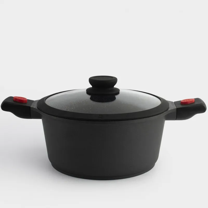 Pot, 24 cm, 4.5 l, with lid, removable handles, coated, aluminum, Solution Red 2