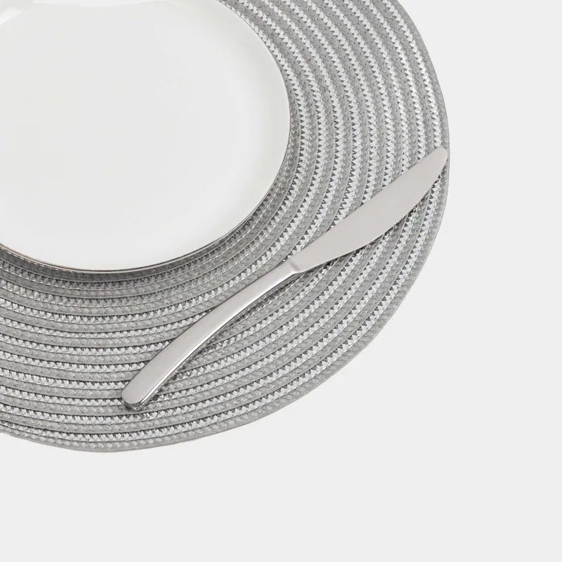 Placemat, 38 cm, polypropylene, round, silver, Circle, image-2