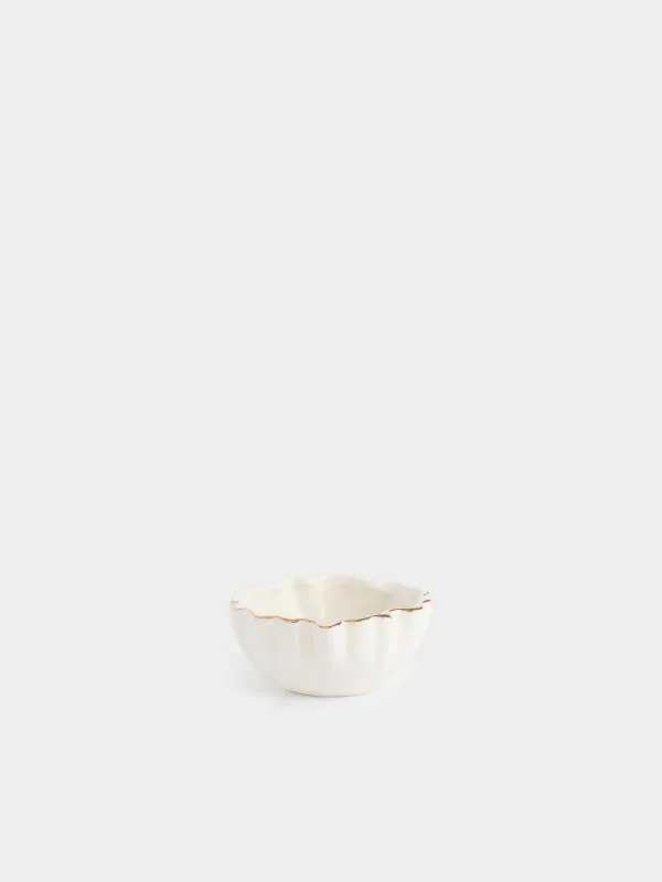 Bowl, 12x5 cm, porcelain P, with golden edging, Crumpled effect, Crumple gold, image-0