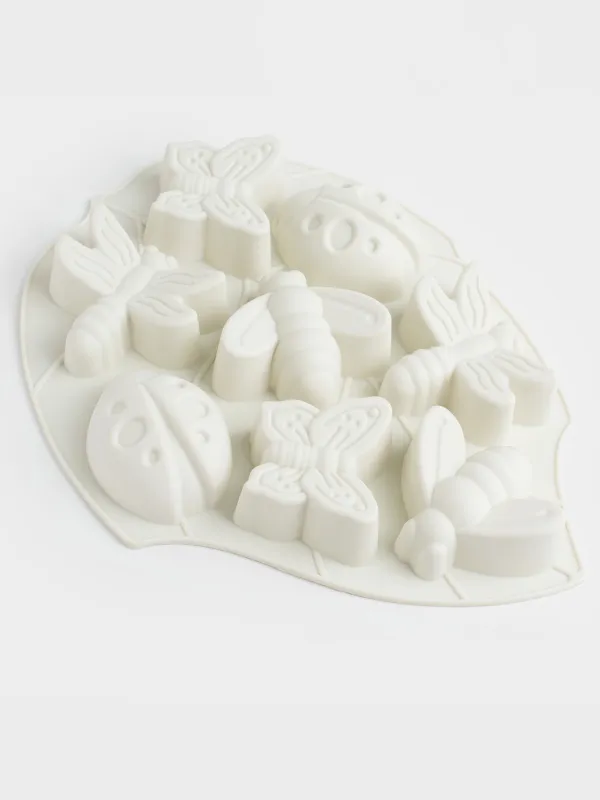 Cupcake baking dish, 28x21 cm, 8 compartments, silicone, milky, Bees / Butterflies, Honey, image-1