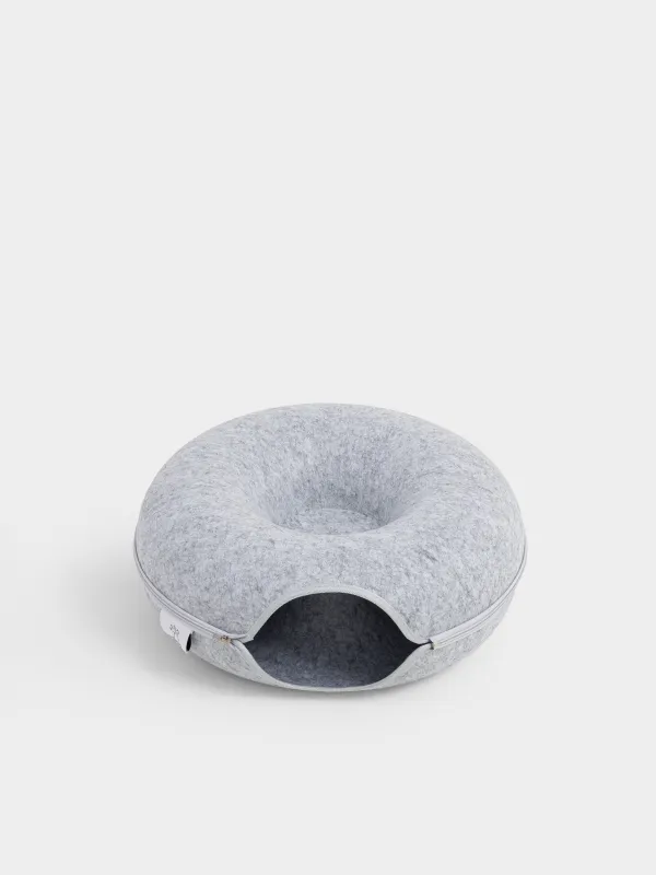 Bed-house for cats, 50x50x20 cm, felt, round, gray, Favorite pet, image-5
