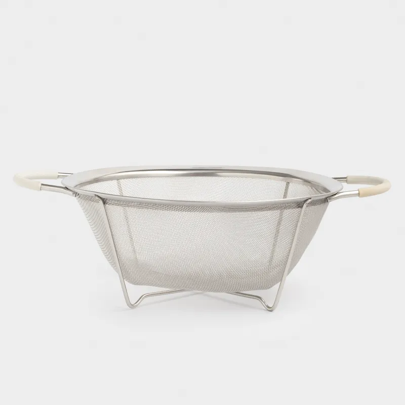 Colander, 25 cm, with two handles, steel/silicone, milk, Tammy