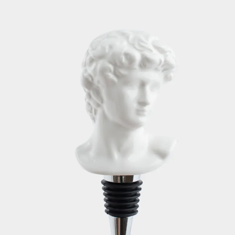 Bottle stopper, 12 cm, metal / ceramic, white, David, Apollo, image-4
