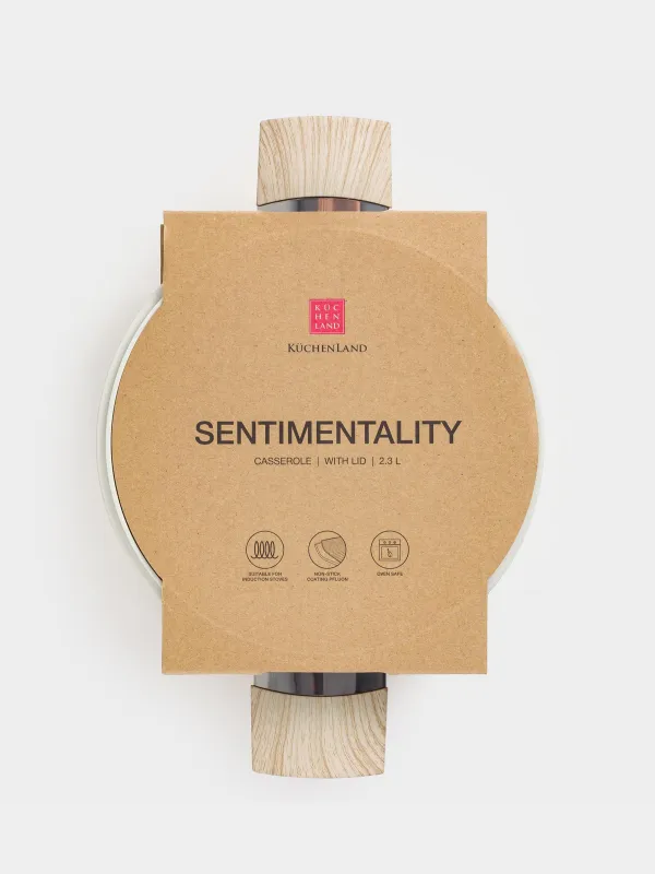 Pot, 20 cm, 2.3 l, with lid, coated, aluminum, milky, Sentimentality, image-2