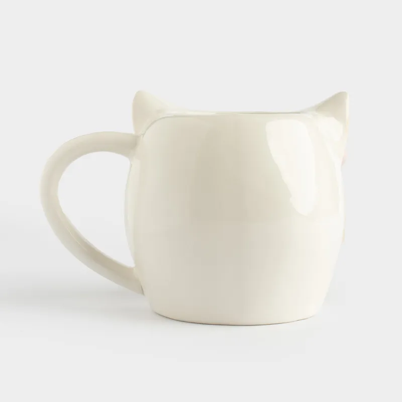 Mug, 480 ml, ceramic, milky beige, Cat, Cat, image-2