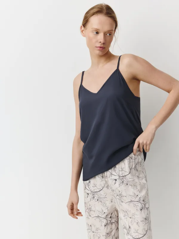 Women's trousers, homewear, size L, viscose, milky, Flowers, Janice, image-0