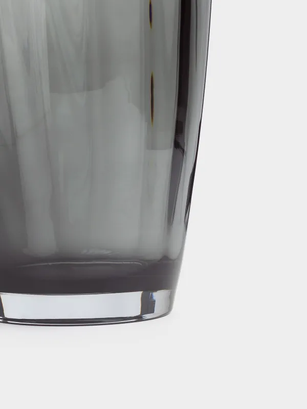 Flower vase, 32 cm, glass, Grey, Grooved, image-3