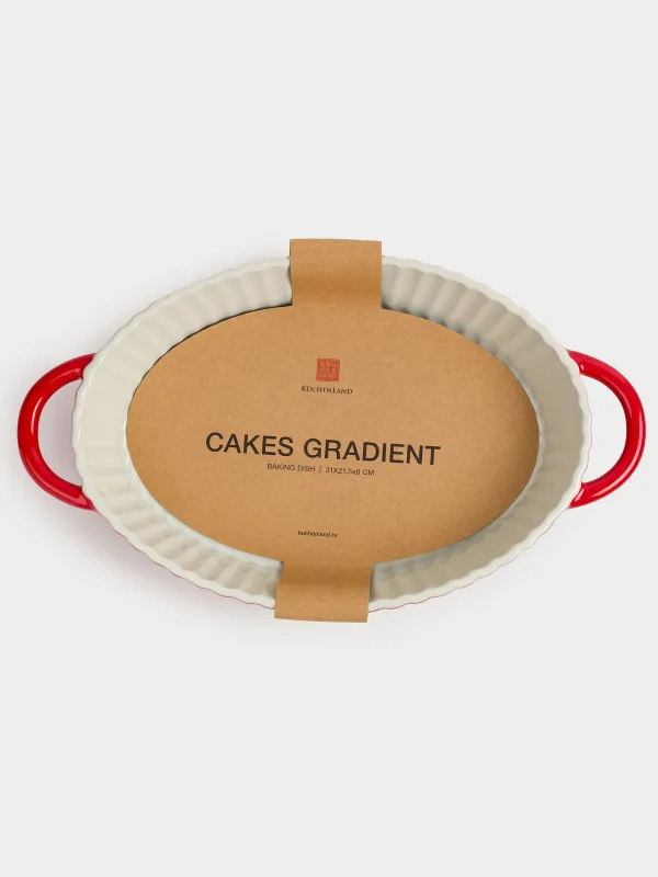 Baking dish, 31x21 cm, ceramic, oval, milkyy burgundy, gradient, Cakes gradient, image-5