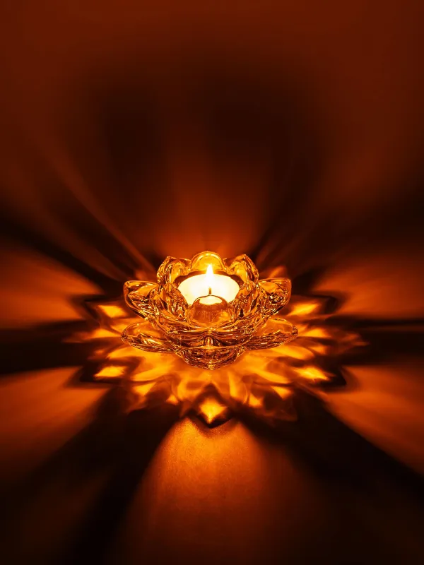 Candlestick, 12 cm, for tea / thin candle, glass, Lotus, Lotus, image-6