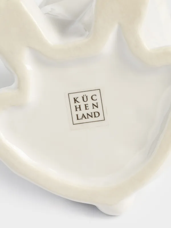 Liquid soap dispenser, 280 ml, ceramic / plastic, white and gold, Cat, Art modern, image-4