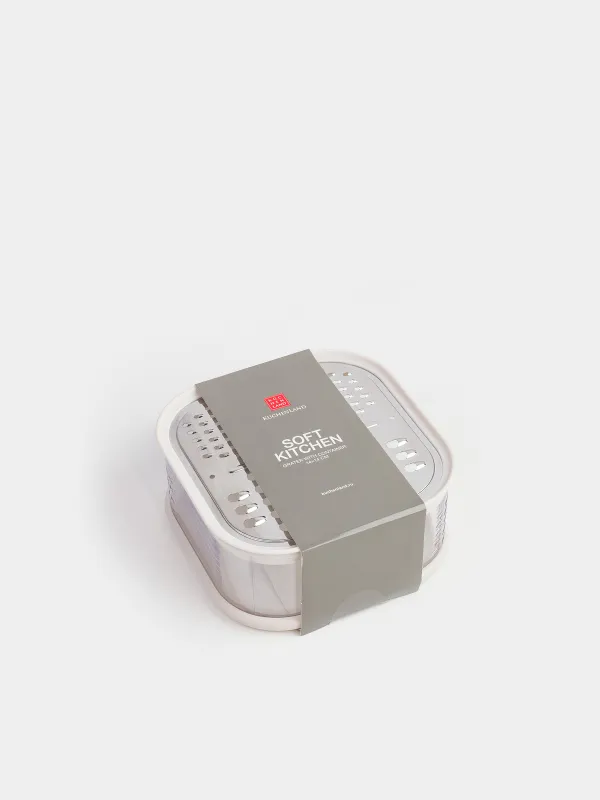 Grater, 14x14 cm, with container, steel/plastic, dairy, Soft kitchen, image-6