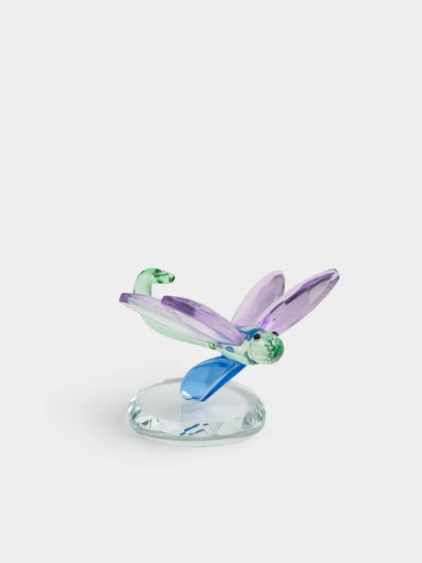 Statuette, 8 cm, crystal glass, green-purple, Dragonfly, Vitreous, image-1