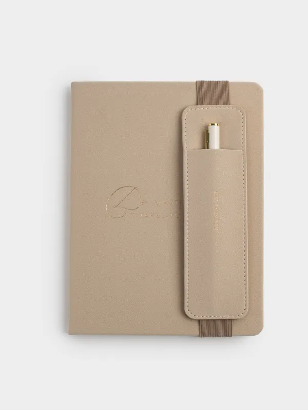 Notebook, with pen, 15x20 cm, 80 l, polyurethane, milky, B&G, image-0