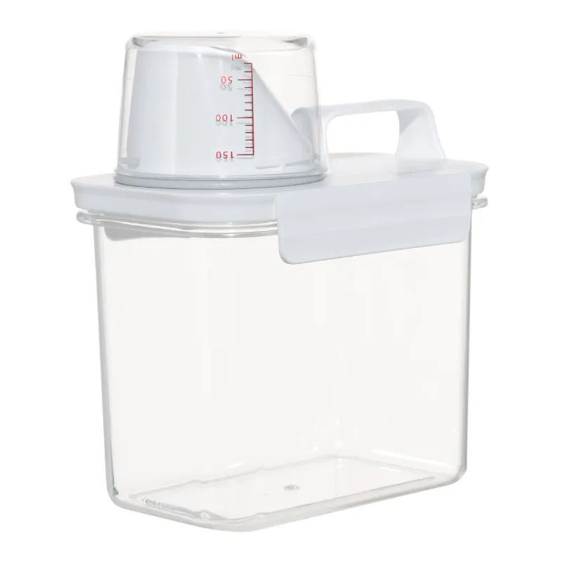 Washing powder container, 1,1 l, with measuring cup, plastic, white, Compact, image-2