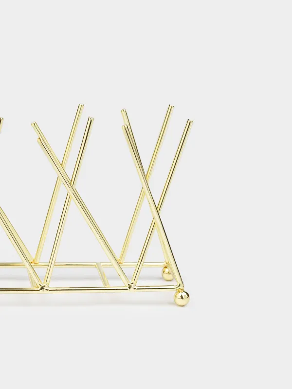 Napkin holder, 14 cm, metal, golden, Twist gold, image-4