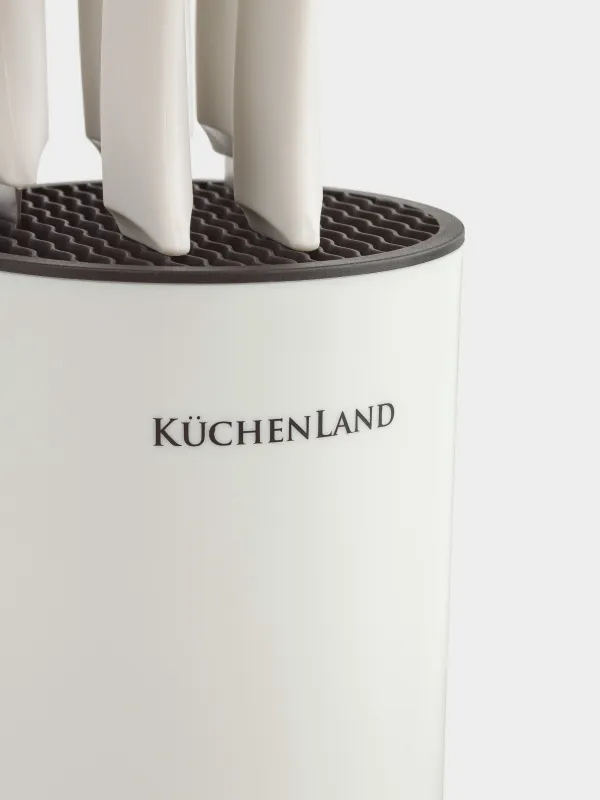 Knife set, 5 pr, in stand, steel / plastic, grey, Daily, image-1