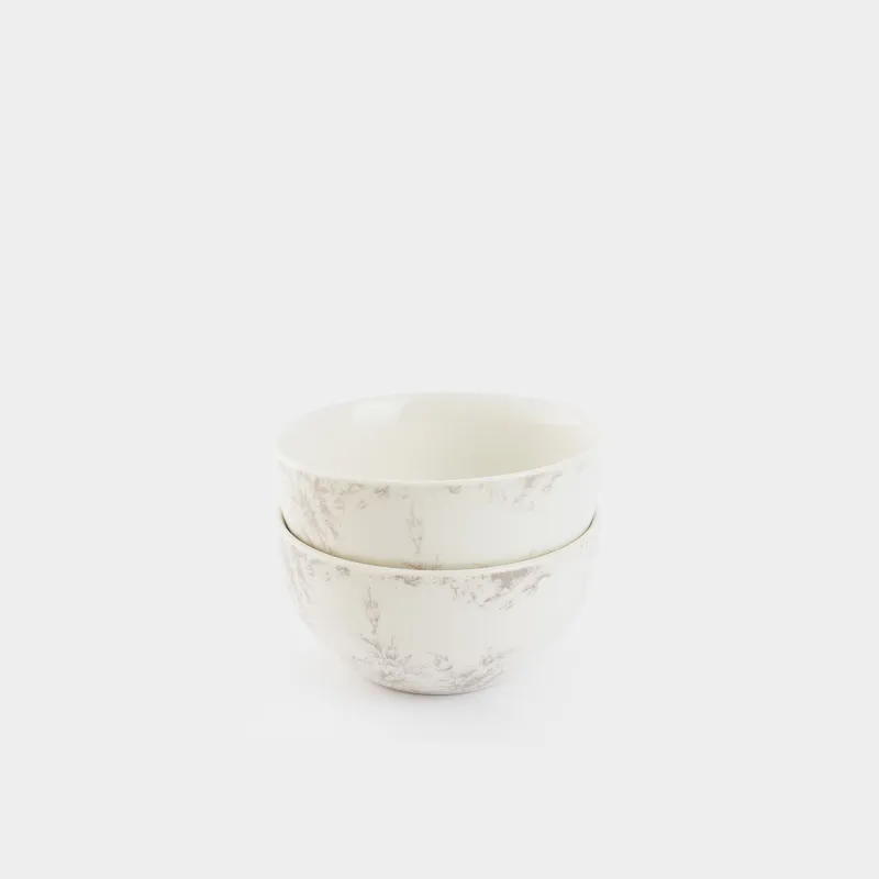 Salad bowl, 14x7 cm, 550 ml, 2 pcs, porcelain P, white, Beige flowers, Maleo