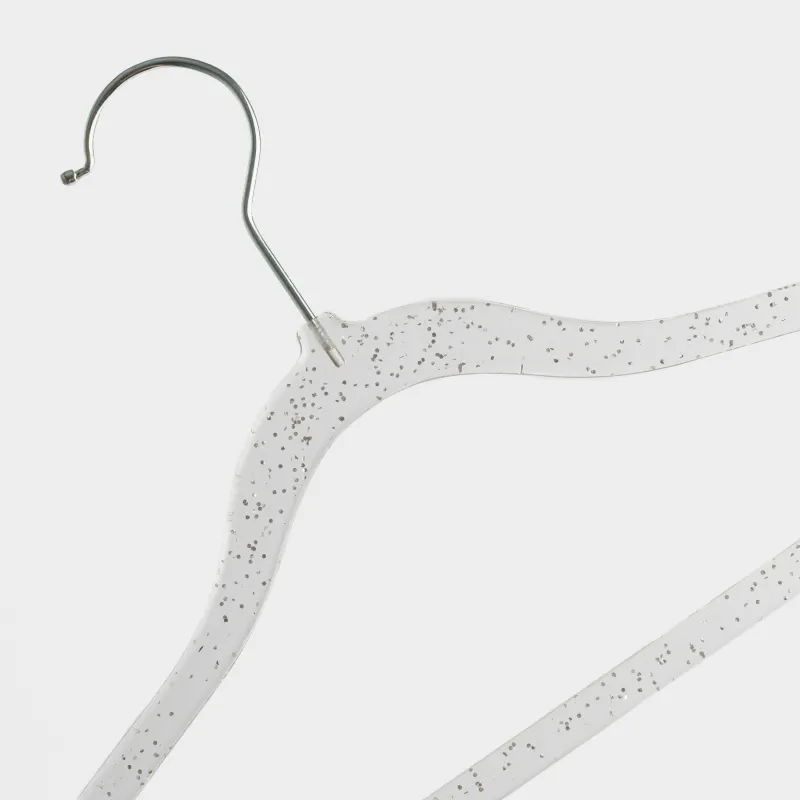 Hanger-hangers, 30 cm, 3 pcs, children's, plastic, transparent with silver sequins, Shimmer, image-2