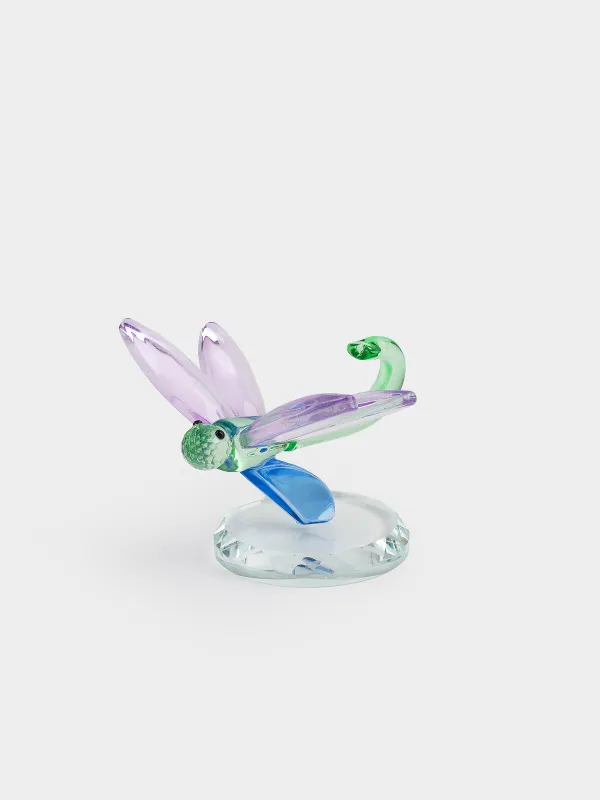Statuette, 8 cm, crystal glass, green-purple, Dragonfly, Vitreous, image-0